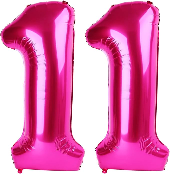 Hot Pink Number 11 Balloons 40 inch, 11 Number Balloons, 11th Birthday Decorations for Girls 11 Year Old Hot Pink Party Supplies