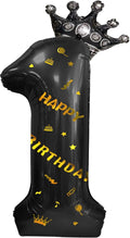 40 Inch Large Black Number Balloons Crown Big Black Digit Foil Mylar Balloons for Baby Shower Wedding Birthday Party Supplies (black 1)