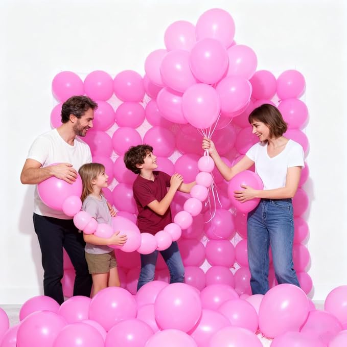 400 Pcs Pink Balloons 12 Inch Hot Pink Bulk Latex Balloon for Birthdays Weddings Party Decorations