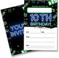 Boy 10Th Birthday Invitation Supplies with Envelopes Set of 20 Bruh You're Invited Birthday Party Invites Fill in Blank, Double Sided