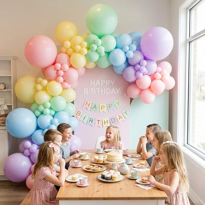 158PCS Pastel Balloon Arch Garland Kit with Pink Green Yellow Blue Purple Balloons for Unicorn Party Supplies, Rainbow Theme Birthday, Baby Shower Decorations, Colorful Garland