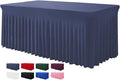 Table Skirts for Rectangle Tables 6ft - One-Piece Navy Blue Tablecloths and Skirt, Wrinkle Resistant Ruffles Elastic Cover for Banquets, Weddings, Events, Parties