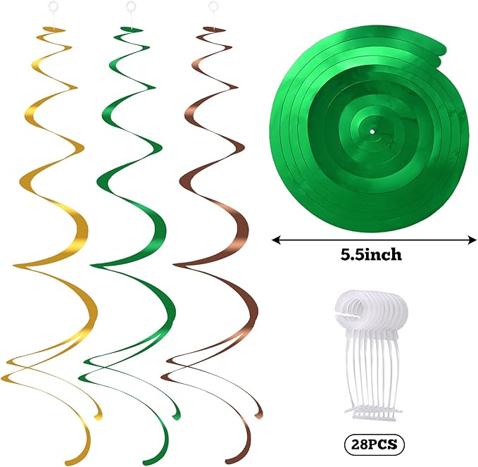 Colorful Ceiling Swirl Foil Decorations Football Hanging Plastic Streamer Themed Swirl Party for Football Party Touchdown Sports Graduation, Pack of 28