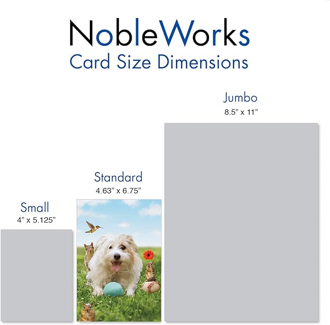 NobleWorks - 1 Happy Birthday Card with Funny Animals - Wildlife and Pet Humor, Fun Birthday Celebration Notecard - Dog Play C3205BDG