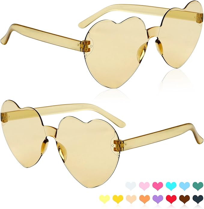 Heart Sunglasses 2 Pairs Heart Shaped Sunglasses Womens Heart Glasses Rave Sunglasses for Women Party Favors