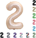 40 Inch Large Foil Helium Number Balloon Birthday Wedding Party 0-9 (Cream, 2)