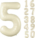 40 inch Cream White Number Balloon Giant Foil Helium Balloons Beige Number 5 Balloon for 5th Birthday Party Anniversary Decorations Supplies