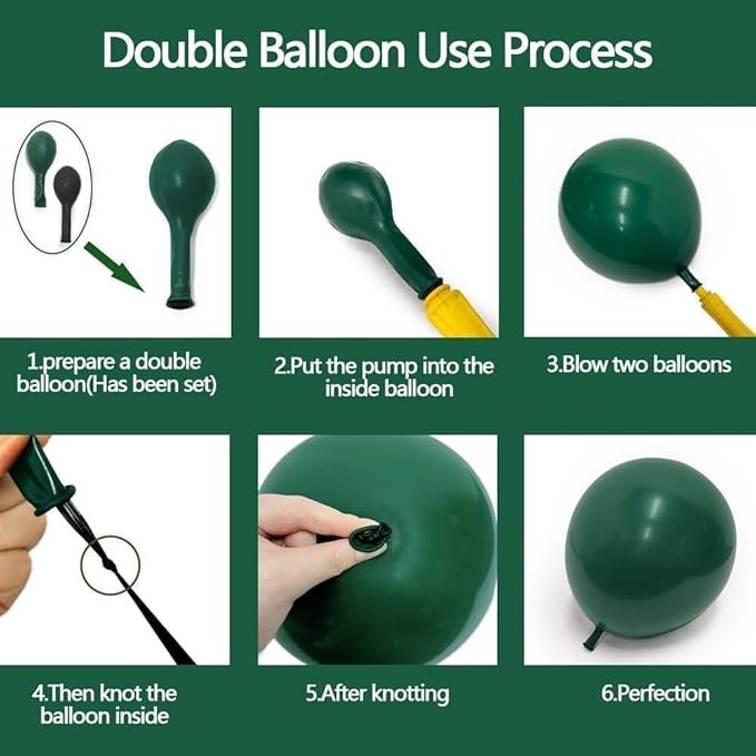 Emerald Green Gold Balloon Arch Kit, Double Stuffed Dark Forest Green Pearl White Sand Ivory Balloon Garland for Birthday Wedding Anniversary New Year Valentines Party Decoration
