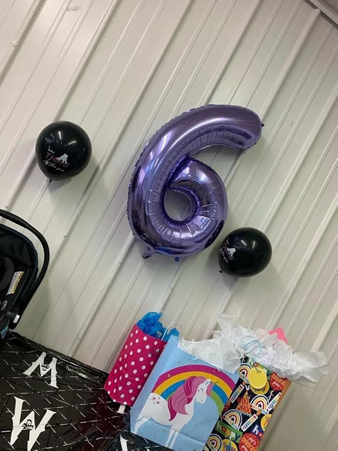 Purple 6 Balloon, Number Balloon 40 Inch, Purple Party Supplies 6th Balloons for Birthday, 6 Birthday Balloon, Number 6 Balloon