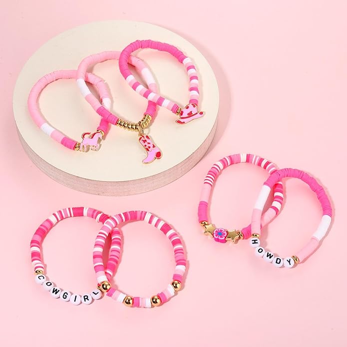 Surfer Heishi Bracelets for Women Stackable Rainbow Vinyl Disc Clay Beaded Stretch Bracelets Elastic Layering Friendship Bracelets Boho Summer Beach Jewelry