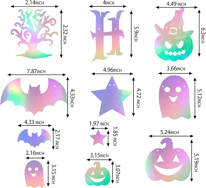 Iridescent Happy Halloween Party-Decorations Banner - 8Pcs Hanging Streamers Garland,Bat Ghost Pumpkin Ceiling Outdoor Indoor Wall Decor Party Props,Porch Room Scary Supplies Hugtmr