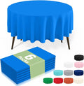 misaya 6 Packs Disposable Plastic Table Cloth, 84" Round Waterproof Tablecloth, Leakproof & Sturdy Decorative Table Covers for Easter, Picnic, Party and Outdoor, Blue