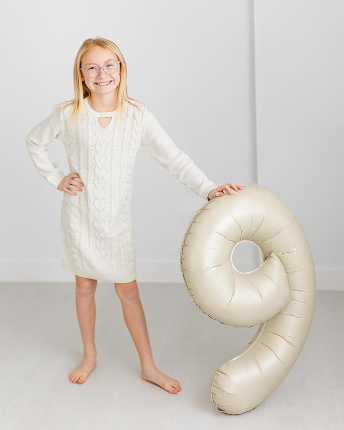 Cream Number 6 Balloon 40 Inch, 6 Balloon Number, 6th Birthday Decorations, Cream Party Supplies for Boys Girls