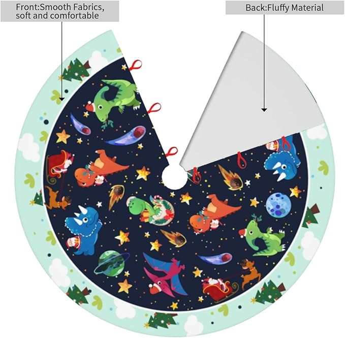Cute Dinosaur Christmas Tree Skirt Xmas Tree Mat Halloween Christmas Tree Ornaments Decorations Holiday Party Indoor Outdoor 30"