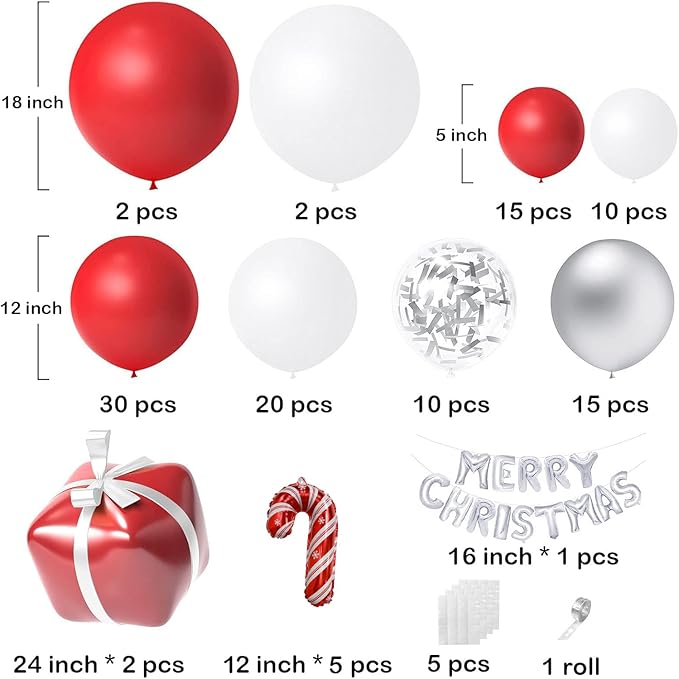 Christmas Balloon Arch Kit Christma Red And White Balloon Garland Kit With Gift Box Balloons Merry christmas Foil Balloons For Christmas Party Decorations Xmas Holiday New Year Party Supplies