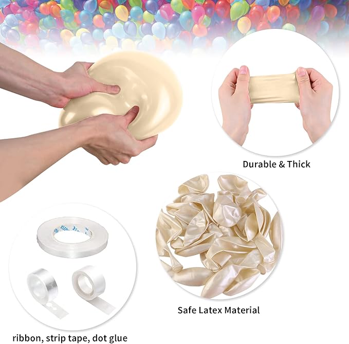 Ivory White Balloons Cream Latex Balloon 5 10 12 18inch Different Sizes 103pcs Beige Nude Neutral Balloons Kit for Kids Birthday Party Decoration Baby Shower Wedding Annversary