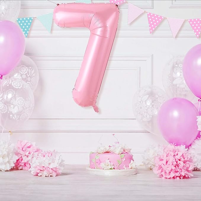 Number 7 Balloon 40 Inch Pink Number Balloon Foil Mylar Alphabet Balloon for Birthday Wedding Baby Shower Party Large Number Balloon