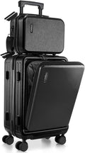 TRAVELARIM 20 Inch Carry On Luggage 22x14x9 Airline Approved, Carry On Suitcase with Wheels, Hard-shell Carry-on Luggage, Durable Luggage Carry-On, Jet Black Small Suitcase with Cosmetic Case