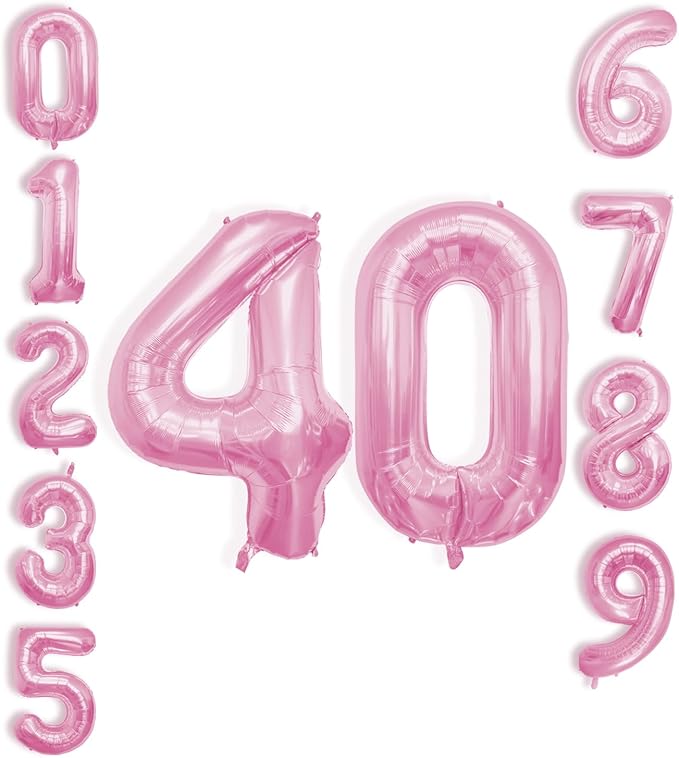 40 Inch Large Pink Number Celebration and Decoration Balloon for Birthday Parties, Graduations, Anniversaries, Weddings, Photo Shoots, Special Events - Helium Foil Mylar (Pink Number 40)