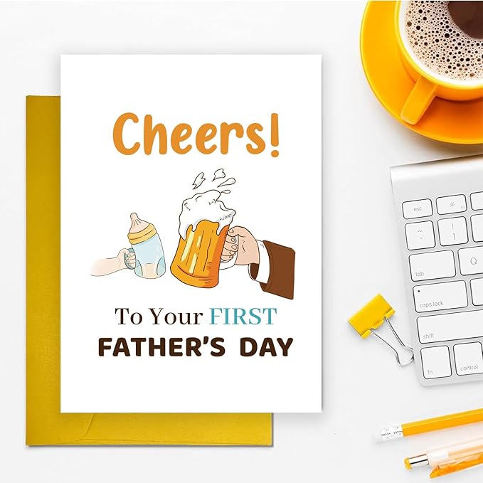UUEFKTN Funny First fathers Day Cards Gifts for Dad, Cute 1st fathers Day Card Gift for Husband, New Dad Birthday for Husband, Ideal Gift for New Father