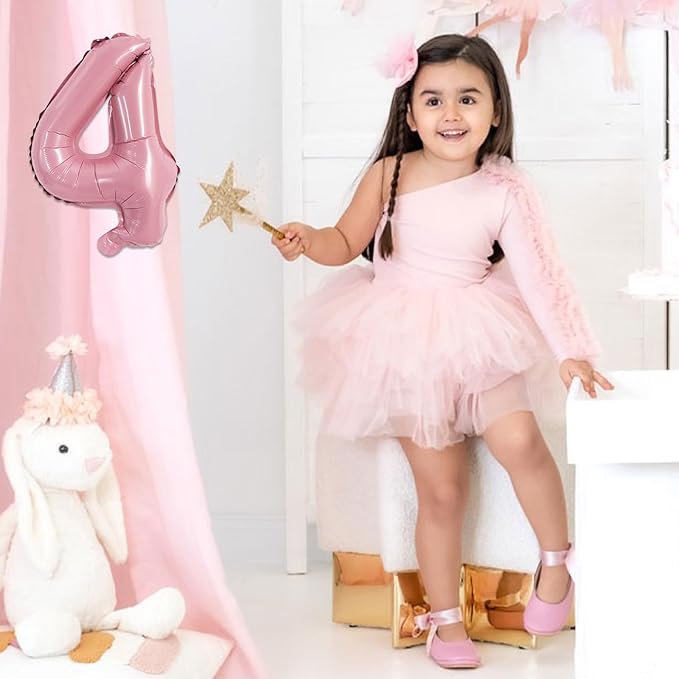 TONIFUL Balloons 16 Inch Pink 0-9 Number Mylar Foil Balloons 10 Pcs Custom digitalal Balloons for 2026 New Year Eve Birthday Party Engagement Graduations Anniversary Baby Shower