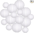 Paper Lanterns Decorative, White Round Hanging Paper Lantern Decorations for Wedding Engagement Bridal Baby Shower Birthday Party Supplies, 15Pcs
