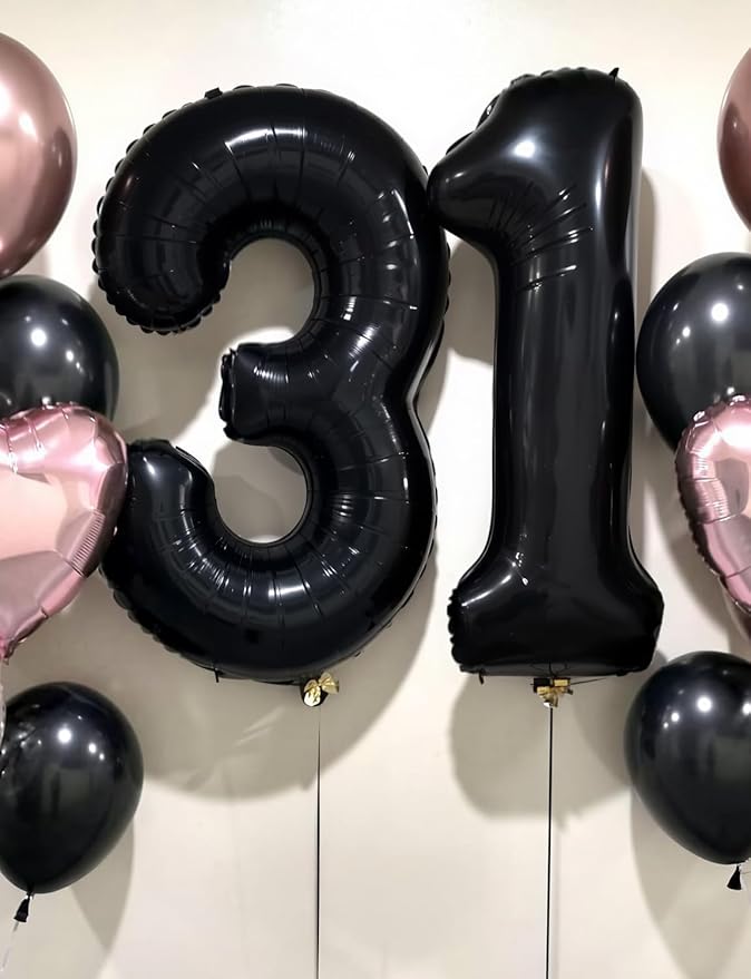 Black Number 3 Balloons – 40 Inch Giant Foil Number Balloon, Black Number Balloon for Men Women Boys Girls Birthday Graduation Anniversary Party Decorations