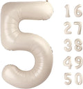 40 Inch Milk White Balloon Number 5 Cream Balloon Jumbo Mylar Foil Helium Balloons for 15 25 35 50 Big Giant Jumbo Huge Foil Mylar Balloons 55th 65th Birthday Balloons Men Women Party Decorations