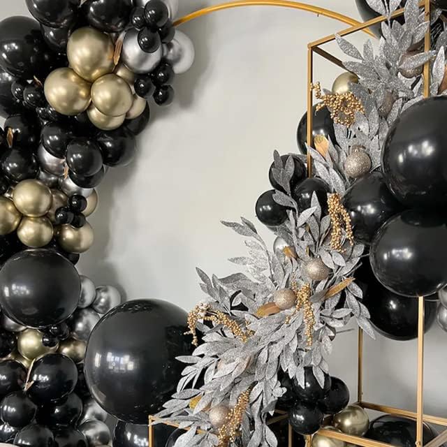116pcs Black Gold Silver Chrome Balloon Garland Arch Kit for Gatsby Roaring 20s Birthday, New Year, Bachelorette, Graduation, Retirement Party Decorations