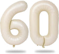 60th Birthday Balloons Cream for Women, 40 Inch Giant Beige Foil 60 Balloon Numbers Self Inflating, Ivory White Sand Digit 6 & 0 Helium Balloons for Men 60th Anniversary Party Decorations Supplies