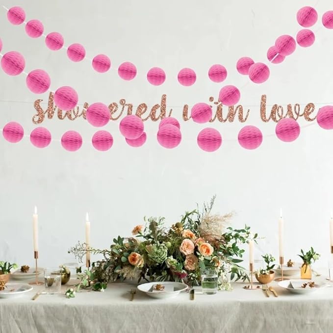 Hot Pink Honeycomb Ball Garland - 7 ft. - Elegant Paper Decor - Ideal for Bridal Showers, Birthdays, & Christmas Parties (1 Pc.)