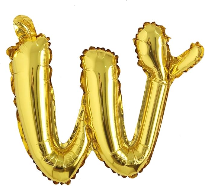 18 inch Gold DIY a-z Handwriting lowercase letters name Foil balloon Letter character birthday Wedding party decoration Balloon (18 inch Gold w)