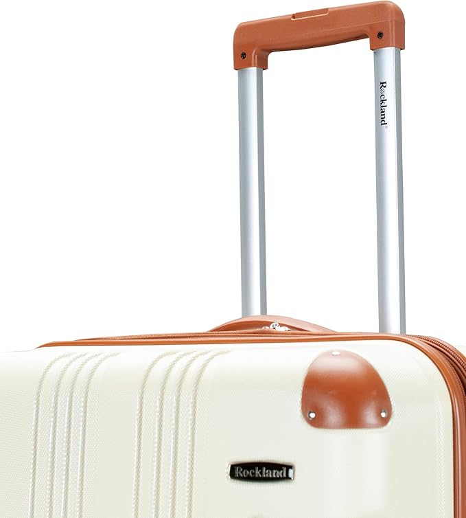 Rockland London Hardside Expandable Spinner Wheel Luggage, Checked Large 28", White