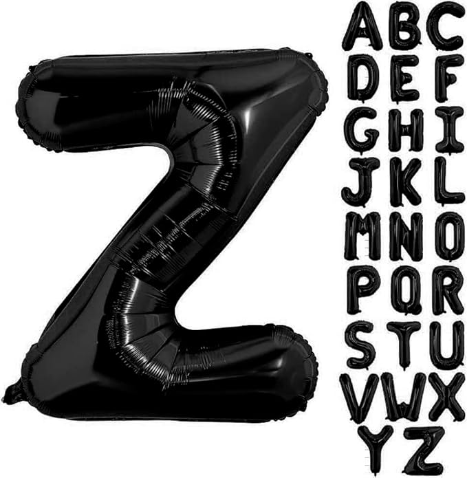 Black Letter Z Balloons, 40 Inch Alphabet Z Letter Balloons Foil Mylar Big Letter Balloons for Birthday Party Anniversary New Year Graduation Wedding Decorations