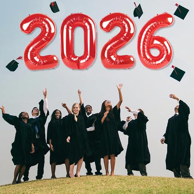 40 Inch 2026 Number Balloons, Red Nye Decorations 2026, New Years Decorations, 2026 Balloon for Graduation Happy New Year and 2 6 20 26 Birthday Parties