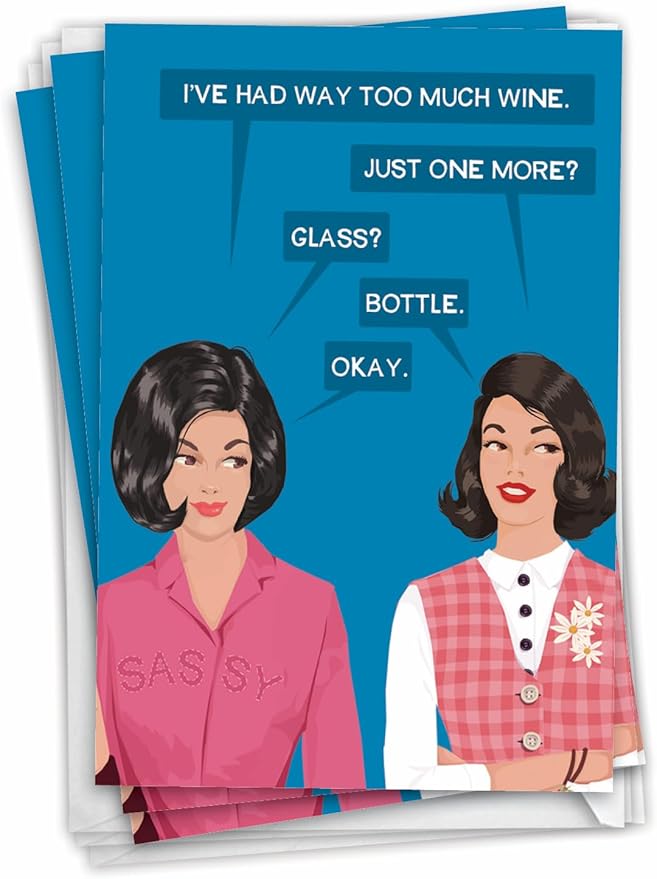 NobleWorks Pack of 3 Funny Birthday Greeting Cards with Envelopes (1 Designs, 3 Each) One More Bottle C2998BDG-C3x1