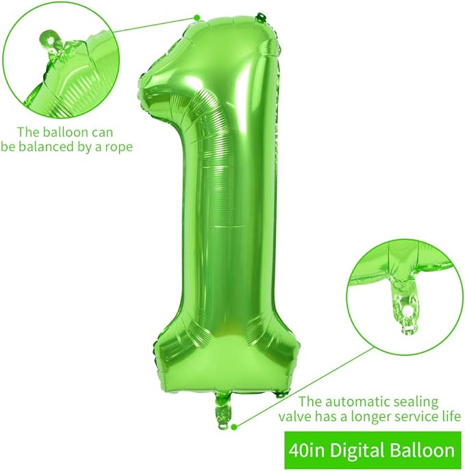 TONIFUL 40 Inch Large Green Numbers Balloons 0-9, Number 1 Digital 1 Helium Foil Mylar Big Number Balloons for 2026 Graduation New Year Eve Birthday Party Anniversary Supplies Decorations