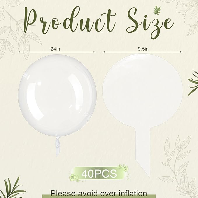 Sumind 40 Pcs Bobo Balloons Clear Balloons for Stuffing Bubble Transparente Burbuja for Valentines Christmas Wedding Birthday Party Decoration(24 Inch)