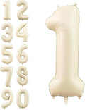 Number 1 Balloon Beige,40 Inch Large Cream Foil 1 Helium Balloons for Boys Girls Birthday Anniversary Decorations