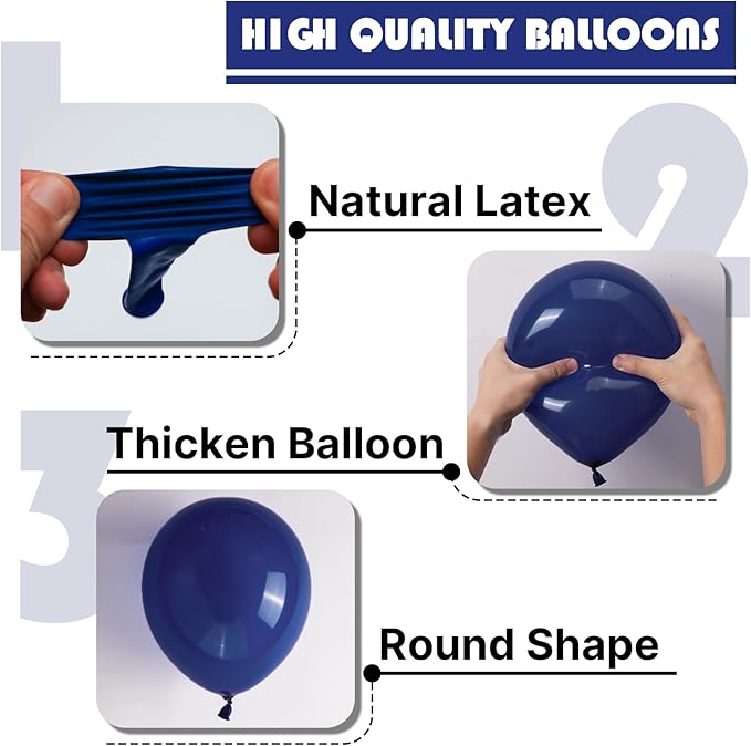 PartyWoo Navy Blue Balloons 152pcs Different Sizes of 18 12 10 5 Inch Dark Blue Balloon Arch Kit Garland for Graduation Wedding Sports Baby Shower Birthday Bachelorette Party Decorations Blue-Z90