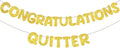 Fulmoon Pre Strung Congratulations Quitter Glitter Banner Funny Retirement Banner Graduation Party Decorations Going Away Supplies Garland for Men Women Gifts, No DIY(Gold)