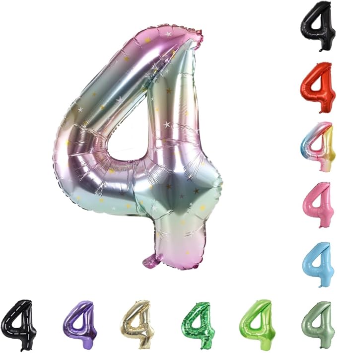 40 Inch Large Foil Helium Number Balloon Birthday Wedding Party 0-9 (Pastel, 4)