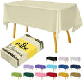 Ivory 6 Pack Plastic Table Cloth 54" x 108", Disposable Tablecloths Rectangle Table Cover, Plastic Table Cloths for Parties