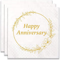 100 Count of Disposable Happy Anniversary Paper Napkins for Anniversary Event Birthday Party Wedding Decoration