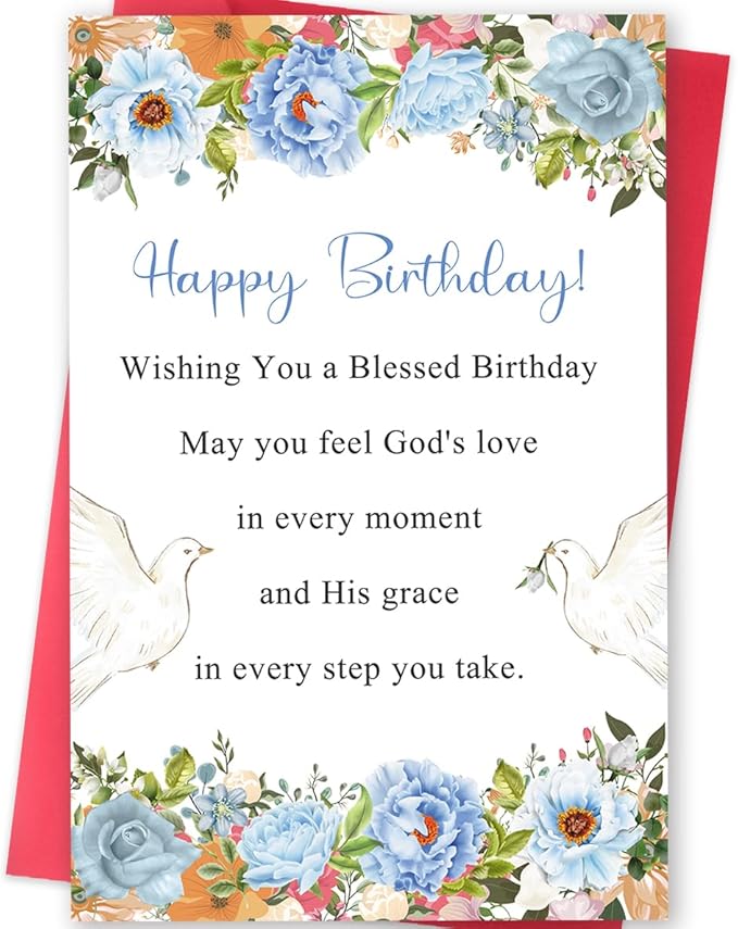 Religious Birthday Card for Women Men, Christian Birthday Card for Pastor with Envelope