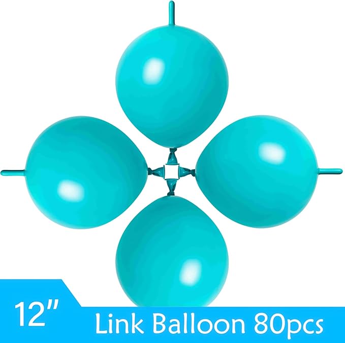 Link Balloons Teal Blue 6 Inch 12 Inch Latex Quick Linkale Balloon 160 Pcs for Birthday, Halloween, Christmas, Party Festival Decorations