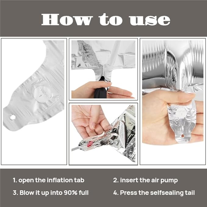 10PCS 40 Inch Large Foil Number Balloons 0-9 Set - Reusable Metallic Argent Birthday Wedding Decorations