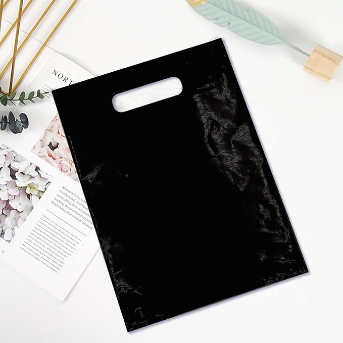 TOSPARTY 40PCS Black Plastic Gift Bags Easter Candy Bag Die Cut Bags are Sturdy Party Assorted Plastic Easter Gift Bag