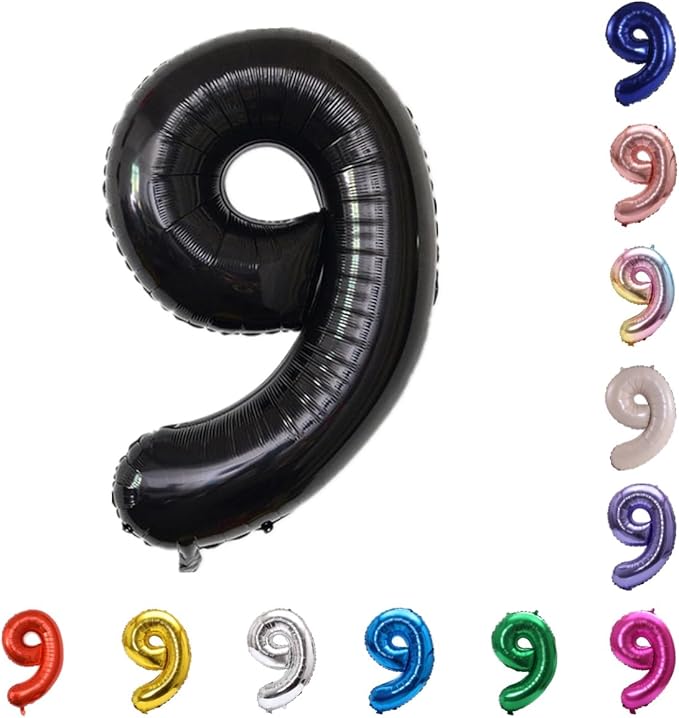 YPSelected 32 Inch Large Foil Helium Number Balloon Birthday Wedding Party 0-9 (Black, 9)
