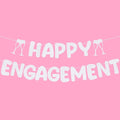 Breling Pre Strung Happy Engagement Banner Glitter Engagement Party Decorations for Congratulations Engaged Wedding Shower Signs Decor(White)